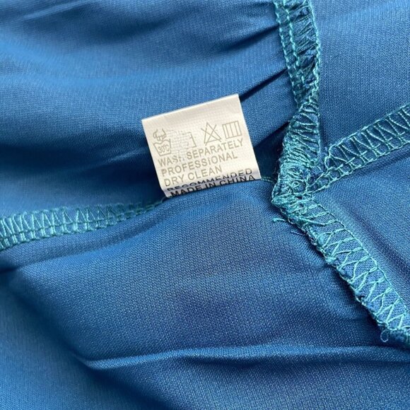 iGENJUN Off Shoulders Lantern Sleeve Smocked Backless A-Line Dress Women L Blue - Picture 9 of 16